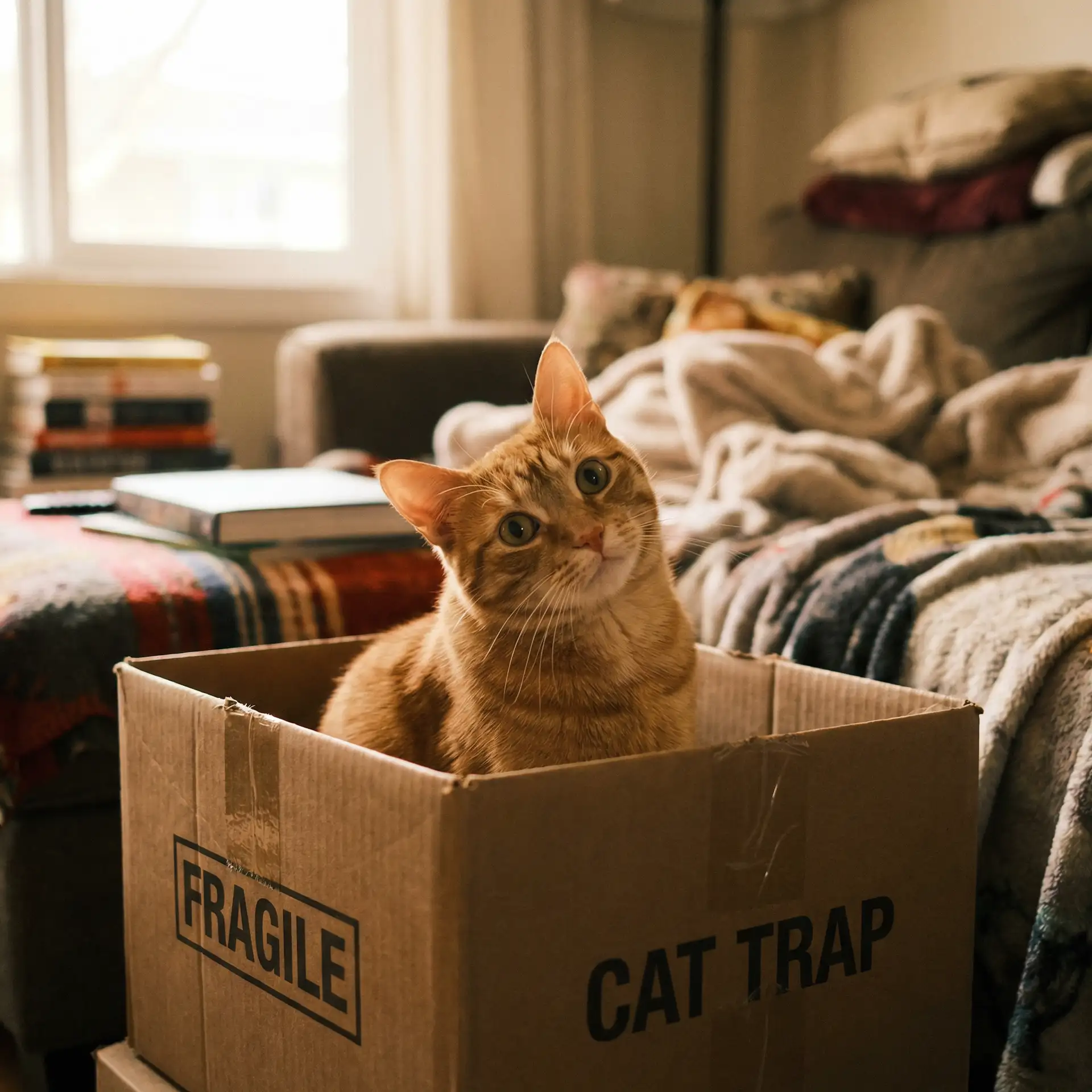 橘猫躲在纸箱里 - 白洁高义之今晚去我家